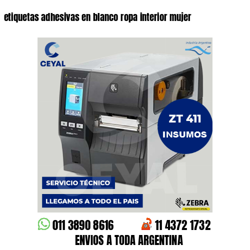 etiquetas adhesivas en blanco ropa interior mujer