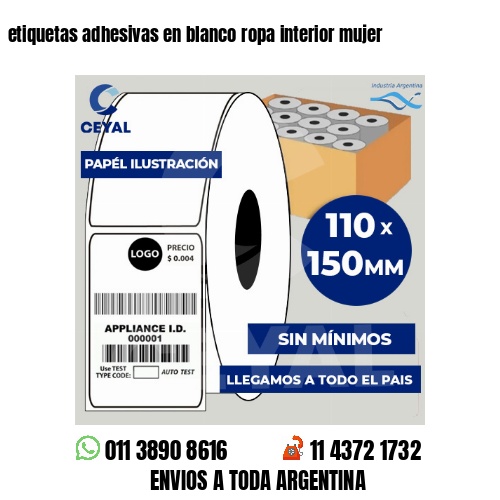 etiquetas adhesivas en blanco ropa interior mujer