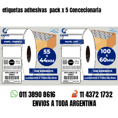 etiquetas adhesivas  pack x 5 Concecionaria
