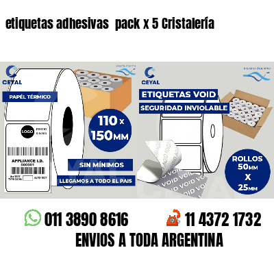 etiquetas adhesivas pack x 5 Cristalería