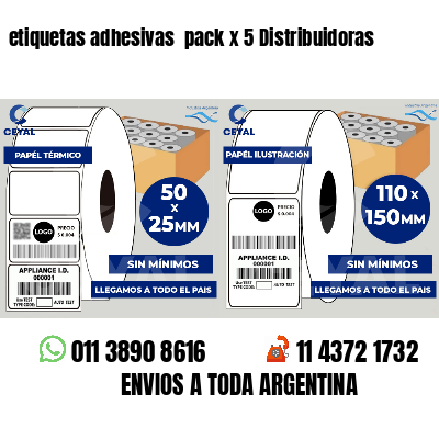 etiquetas adhesivas pack x 5 Distribuidoras