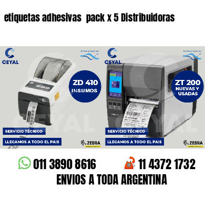 etiquetas adhesivas pack x 5 Distribuidoras