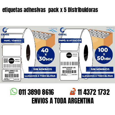 etiquetas adhesivas pack x 5 Distribuidoras