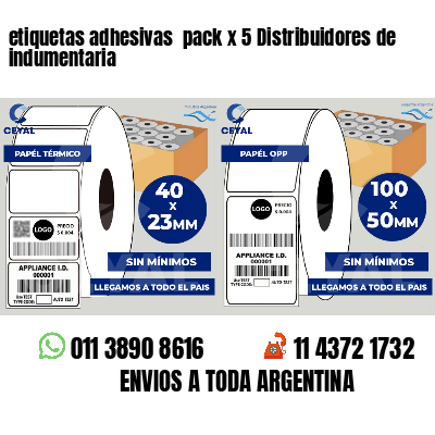 etiquetas adhesivas pack x 5 Distribuidores de indumentaria