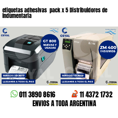 etiquetas adhesivas pack x 5 Distribuidores de indumentaria