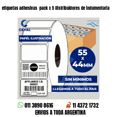 etiquetas adhesivas  pack x 5 Distribuidores de indumentaria