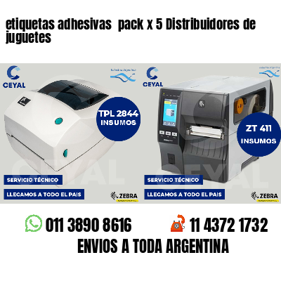 etiquetas adhesivas pack x 5 Distribuidores de juguetes