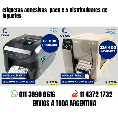 etiquetas adhesivas pack x 5 Distribuidores de juguetes