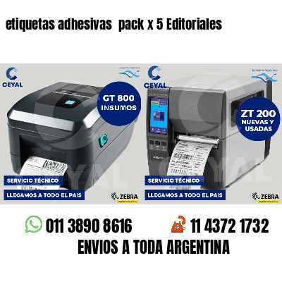 etiquetas adhesivas  pack x 5 Editoriales