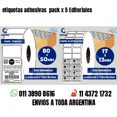 etiquetas adhesivas  pack x 5 Editoriales