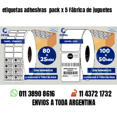 etiquetas adhesivas pack x 5 Fábrica de juguetes
