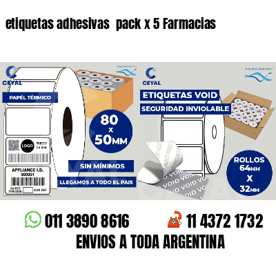 etiquetas adhesivas pack x 5 Farmacias