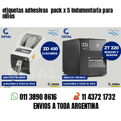 etiquetas adhesivas pack x 5 Indumentaria para niños