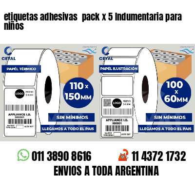 etiquetas adhesivas pack x 5 Indumentaria para niños
