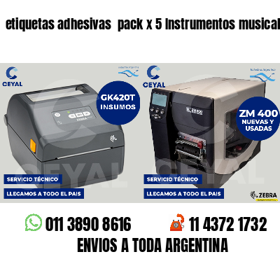 etiquetas adhesivas  pack x 5 Instrumentos musicales