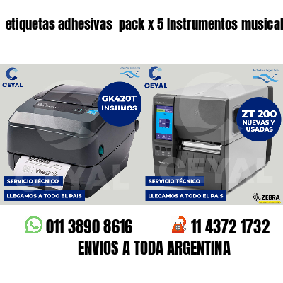 etiquetas adhesivas  pack x 5 Instrumentos musicales