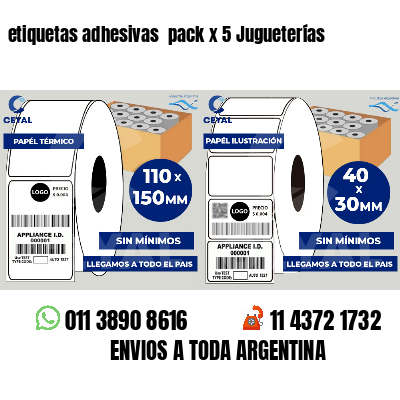 etiquetas adhesivas  pack x 5 Jugueterías