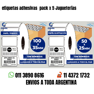 etiquetas adhesivas  pack x 5 Jugueterías