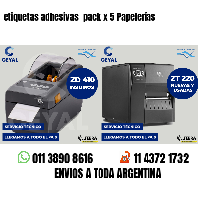 etiquetas adhesivas  pack x 5 Papelerías
