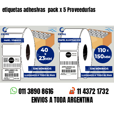 etiquetas adhesivas pack x 5 Proveedurías