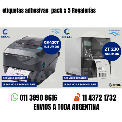 etiquetas adhesivas pack x 5 Regalerías