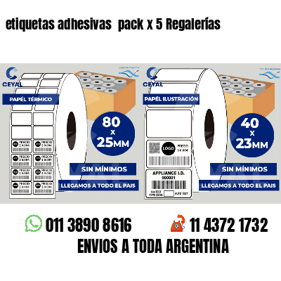 etiquetas adhesivas pack x 5 Regalerías