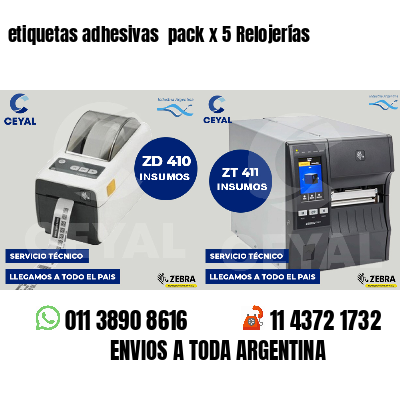 etiquetas adhesivas pack x 5 Relojerías