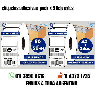 etiquetas adhesivas  pack x 5 Relojerías