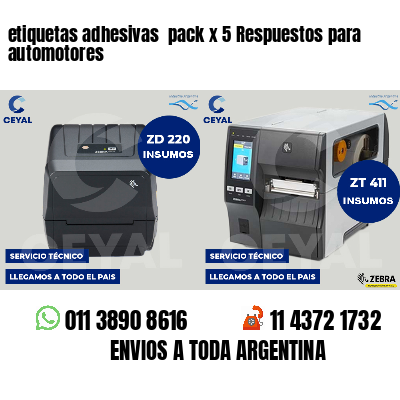 etiquetas adhesivas pack x 5 Respuestos para automotores