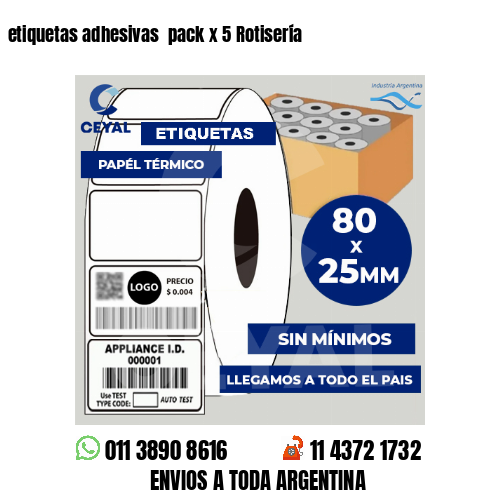 etiquetas adhesivas  pack x 5 Rotisería