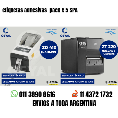 etiquetas adhesivas pack x 5 SPA