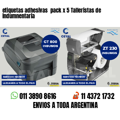 etiquetas adhesivas pack x 5 Talleristas de indumnentaria