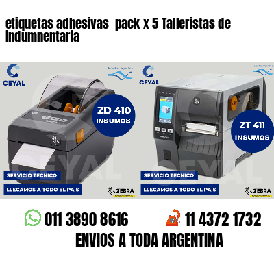 etiquetas adhesivas  pack x 5 Talleristas de indumnentaria