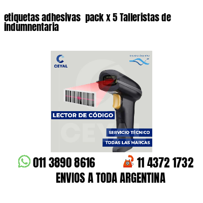 etiquetas adhesivas  pack x 5 Talleristas de indumnentaria