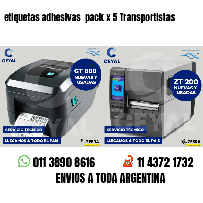 etiquetas adhesivas pack x 5 Transportistas