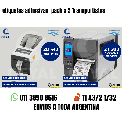 etiquetas adhesivas pack x 5 Transportistas