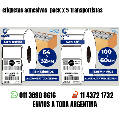 etiquetas adhesivas pack x 5 Transportistas