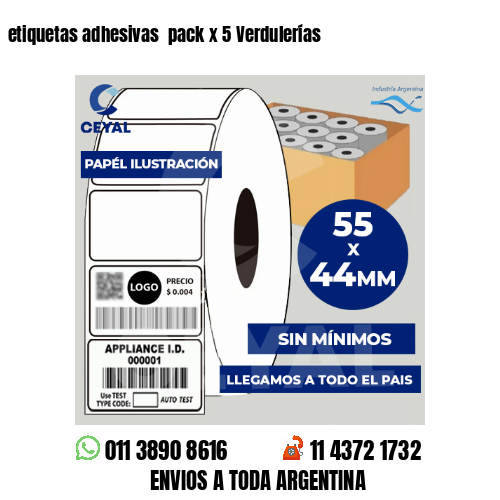 etiquetas adhesivas  pack x 5 Verdulerías