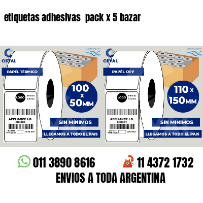 etiquetas adhesivas pack x 5 bazar