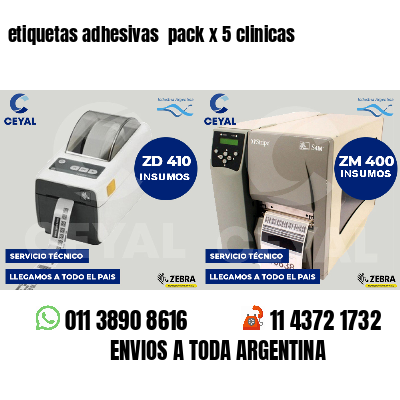 etiquetas adhesivas pack x 5 clinicas