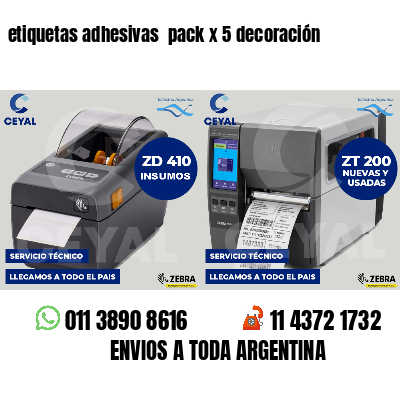etiquetas adhesivas pack x 5 decoración