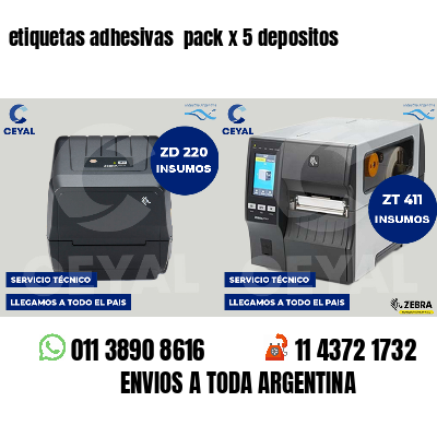 etiquetas adhesivas pack x 5 depositos