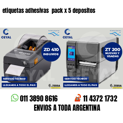 etiquetas adhesivas pack x 5 depositos