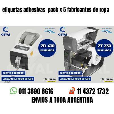 etiquetas adhesivas pack x 5 fabricantes de ropa