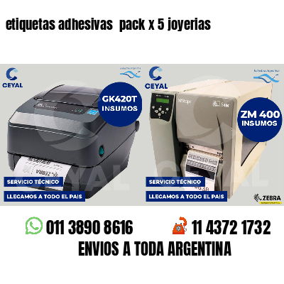 etiquetas adhesivas pack x 5 joyerias