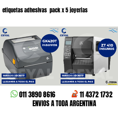 etiquetas adhesivas  pack x 5 joyerias