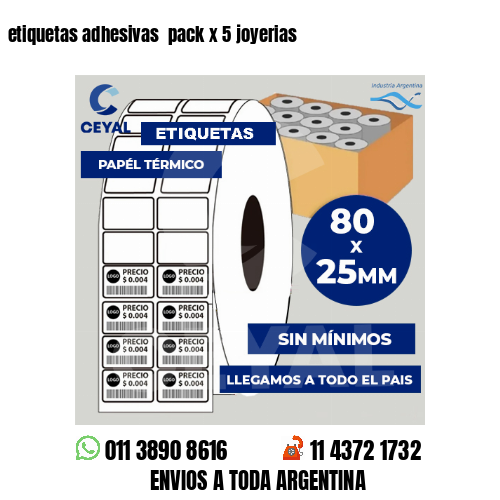 etiquetas adhesivas  pack x 5 joyerias