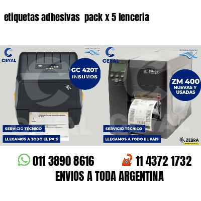 etiquetas adhesivas pack x 5 lenceria