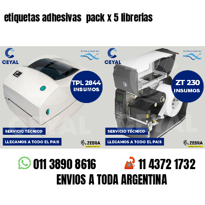 etiquetas adhesivas pack x 5 librerias