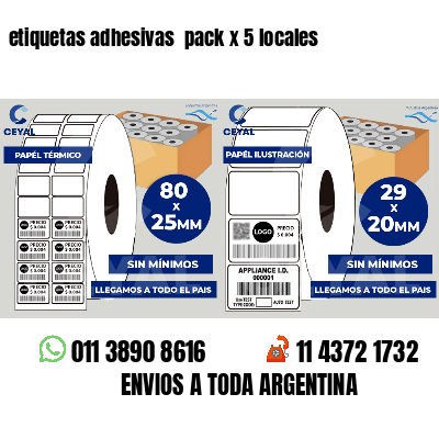 etiquetas adhesivas pack x 5 locales